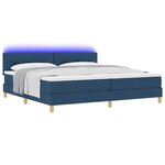 vidaXL Lit à ressort LED avec bandes LED Bleu 200 x 200 cm tissu