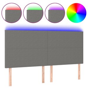 vidaXL Tête de lit à LED Gris foncé 180x5x118/128 cm Tissu
