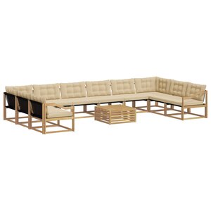 vidaXL Ensemble de canapés d'extérieur 11 pc Blanc et Beige