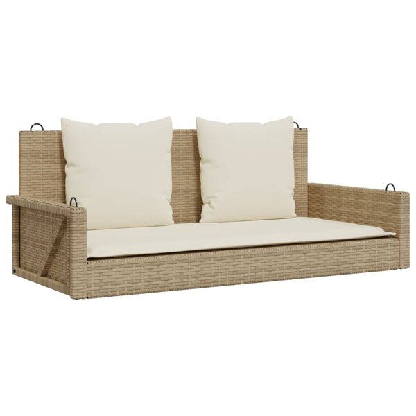 vidaXL Balancelle avec coussins beige 119x56x48 cm résine tressée