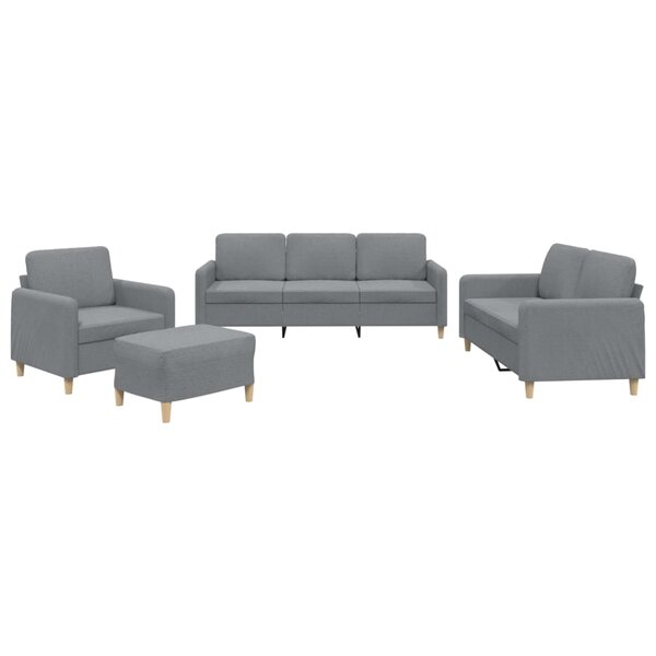 vidaXL Ensemble de canapés 4 Pièces avec coussins Gris clair Tissu