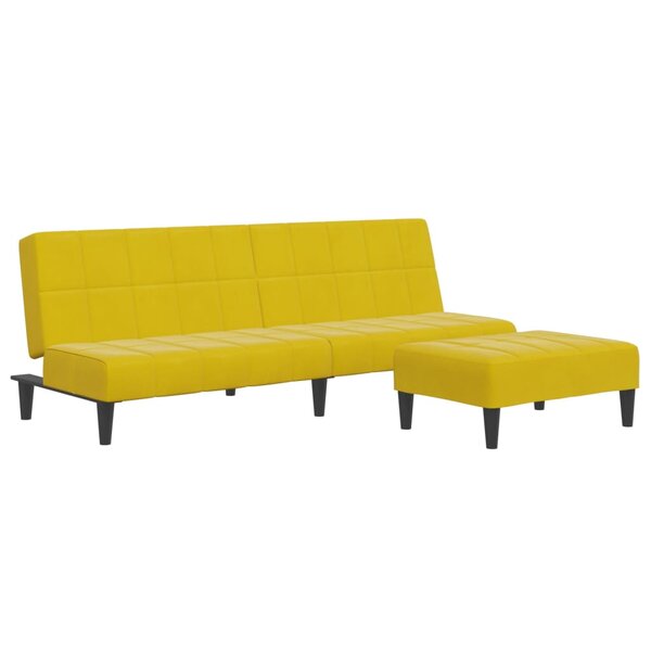 vidaXL Canapé-lit à 2 places avec repose-pied jaune velours