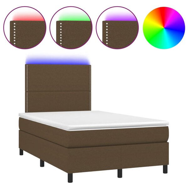 vidaXL Sommier à lattes de lit matelas et LED marron foncé 120x190 cm