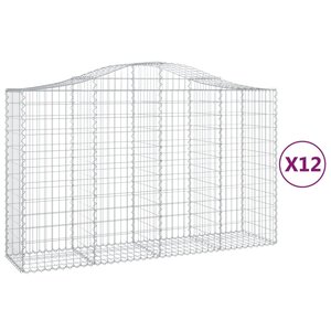 vidaXL Paniers à gabions arqués 12 Pièces 200x50x120/140 cm Fer galvanisé