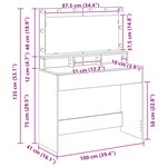 vidaXL Coiffeuse Chêne sonoma 100 x 41 x 135 cm Bois d'ingénierie