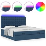 VidaXL Cadre de lit ottoman avec matelas bleu 160x200 cm tissu
