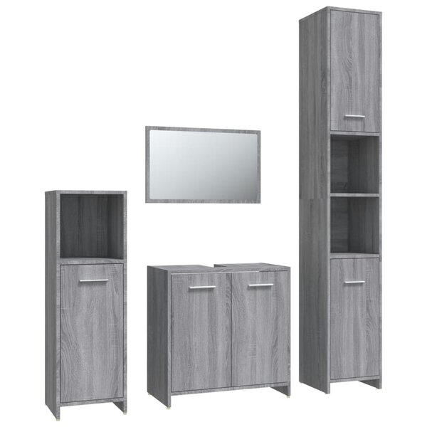 vidaXL Ensemble de meubles de salle de bain 4 Pièces Sonoma gris