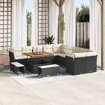 vidaXL Ensemble de canapé de jardin 13 Pièces Noir polyrotin