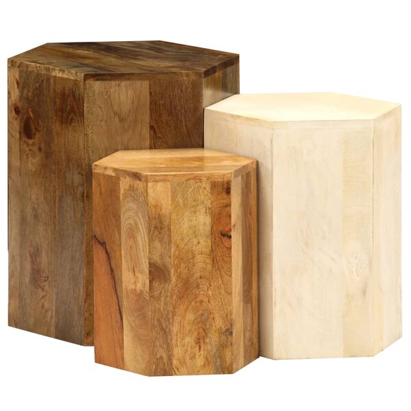 Vidaxl tables basses 3 pièces bois de manguier massif