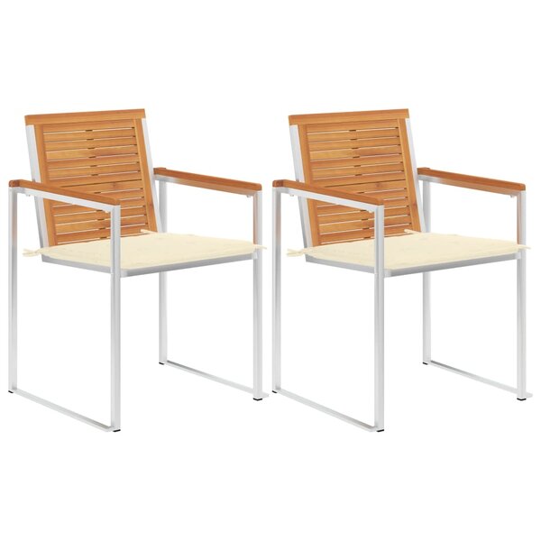 vidaXL Chaises de jardin avec coussins lot de 2 Acacia solide et acier
