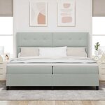 Lit box spring vidaXL avec matelas Gris clair 200x200 cm Velours