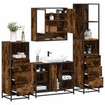 vidaXL Ensemble meubles salle de bain 4 Pièces chêne fumé bois ingénierie