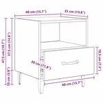 vidaXL Cabinet de chevet avec tiroir Chêne noir 40 x 35 x 47.5 cm