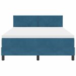 vidaXL Lit à ressort LED avec matelas Bleu foncé 140 x 190 cm Velours