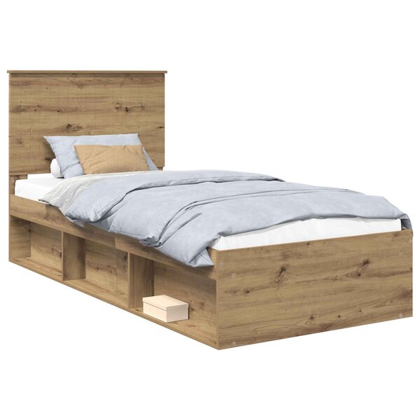 vidaXL Cadre de lit Chêne artisan 90 x 190 cm Bois de pin massif