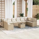 vidaXL Ensemble de canapé de jardin 11 Pièces Beige  blanc Poly rotin