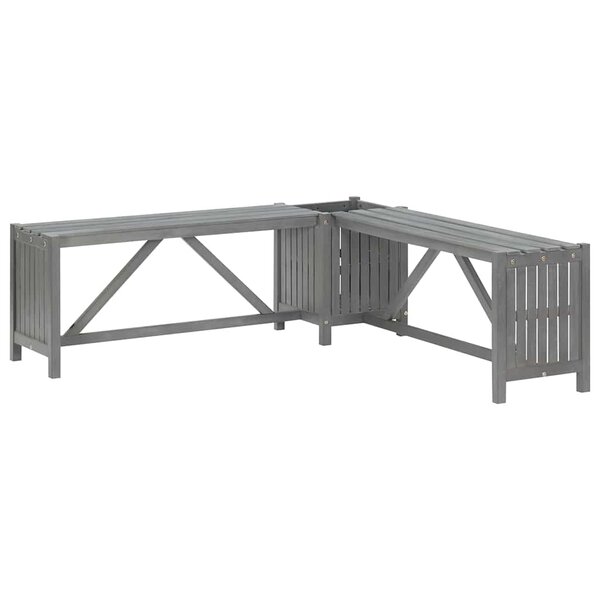 vidaXL Banc d'angle de jardin et jardinière 117 cm bois d'acacia gris
