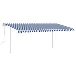 vidaXL Auvent manuel rétractable avec LED 5x3 m Bleu et blanc