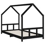 vidaXL Cadre de lit pour enfants noir 90x190 cm bois de pin massif