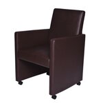 2 fauteuils simili cuir chocolat à roulettes