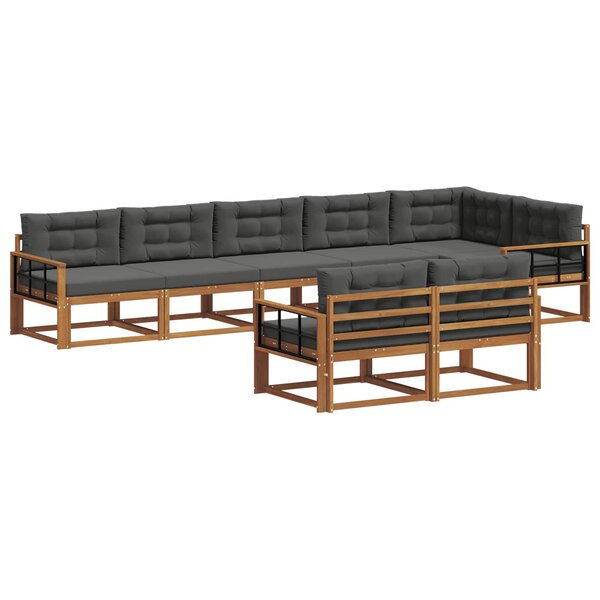 vidaXL Ensemble de canapés d'extérieur 8 pc Naturel et Anthracite