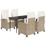 vidaXL Ensemble à manger de jardin avec coussins 5Pièces Beige poly rotin