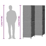Paravent 4 panneaux pliable noir 195x180 cm en polyrotin