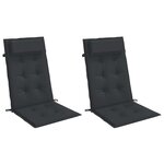 vidaXL Coussins de chaise à dossier haut lot de 2 noir tissu oxford
