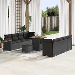 vidaXL Ensemble de canapé de jardin 11 Pièces Noir Poly rotin