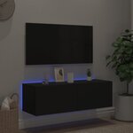 vidaXL Meuble TV mural avec lumières LED noir 100x35x31 cm