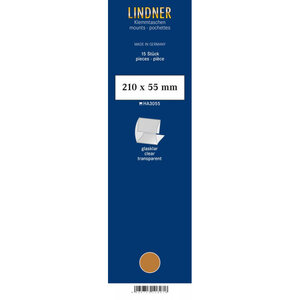 Bandes Klemmfix double soudure 210 x 55 mm pour timbres-poste. Fond - Transparent