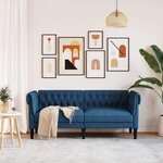 vidaXL Canapé Chesterfield 2 places bleu tissu