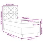 vidaXL Lit à ressort LED avec matelas Gris clair 80 x 200 cm tissu