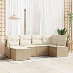vidaXL Ensemble de canapé de jardin avec coussin 6 Pièces Beige  Crème