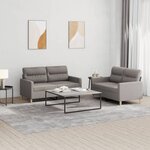 vidaXL Ensemble de canapés 2 Pièces avec coussins Taupe Tissu