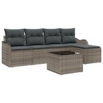 Ensemble de Canapés de Jardin de 5 Pièces avec Coussins en Rattan Poly Noir
