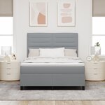 vidaXL Lit avec sommier à ressorts et matelas gris clair 140x200 cm Tissu