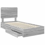 vidaXL Lit de Rangement Gris Sonoma 100 x 200 cm Bois d'ingénierie