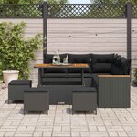 vidaXL Ensemble de canapé de jardin avec coussin Noir Poly rotin
