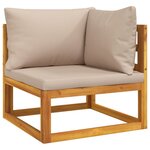 vidaXL Salon de jardin 11 Pièces avec coussins taupe bois massif