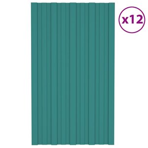 vidaXL Panneaux de toiture 12 Pièces Acier galvanisé Vert 80x45 cm