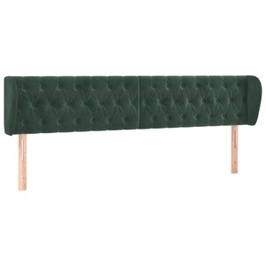 vidaXL Tête de lit avec oreilles Vert foncé 203x23x78/88 cm Velours