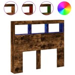 vidaXL Armoire tête de lit avec LED chêne fumé 120x17x102 cm