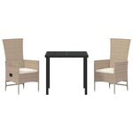 vidaXL Ensemble de salle à manger pour jardin 3 Pièces Beige polyrotin