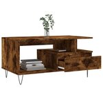 vidaXL Table basse Chêne fumé 90x49x45 cm Bois d'ingénierie