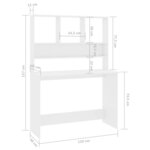 vidaXL Bureau avec étagères Blanc brillant 110 x 45 x 157 cm Aggloméré