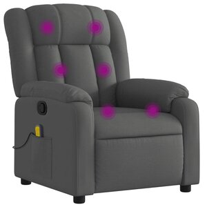vidaXL Fauteuil inclinable de massage gris foncé tissu
