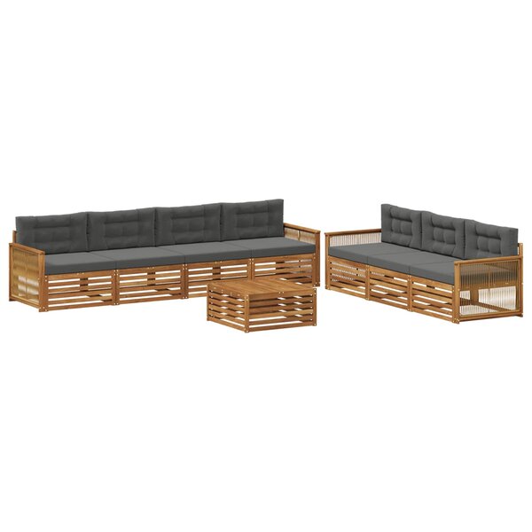vidaXL Ensemble de canapés d'extérieur 8 pc Naturel et Anthracite