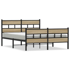 vidaXL Cadre de lit en métal sans matelas chêne sonoma 160x200 cm