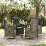 vidaXL Ensemble de salle à manger de jardin 5 pièces avec coussins gris poly rattan